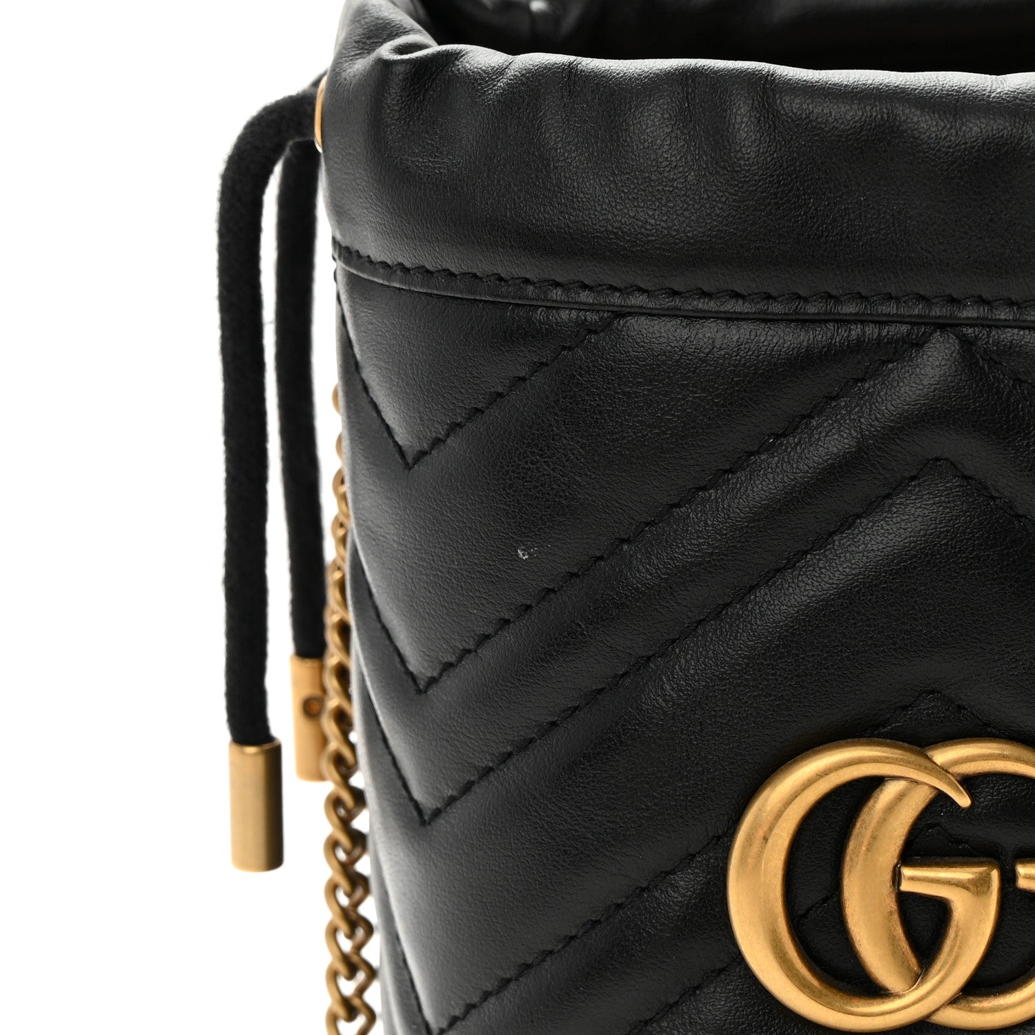 Gucci Calfskin Matelasse Mini GG Marmont 2.0 Bucket Bag Black 11 of 12