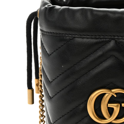 Gucci Calfskin Matelasse Mini GG Marmont 2.0 Bucket Bag Black 11 of 12