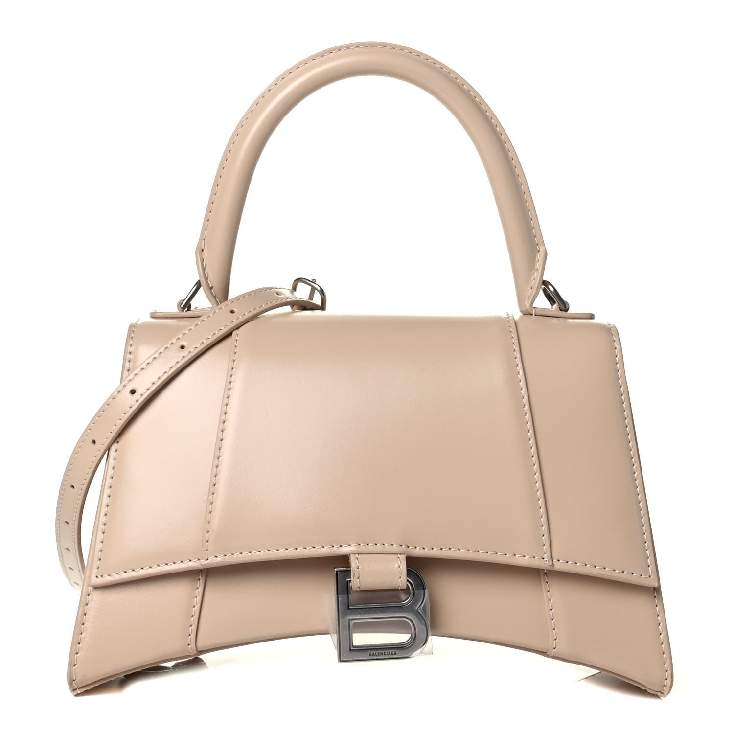 Balenciaga Shiny Box Calfskin Small Hourglass Top Handle Bag Light Beige 1 of 5