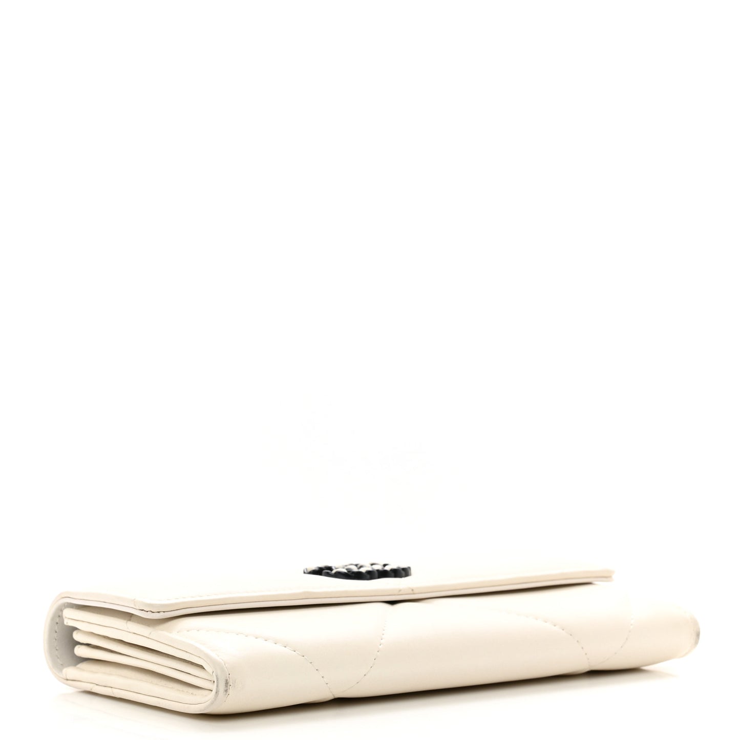 Lambskin Quilted Chanel 19 Flap Wallet White Black