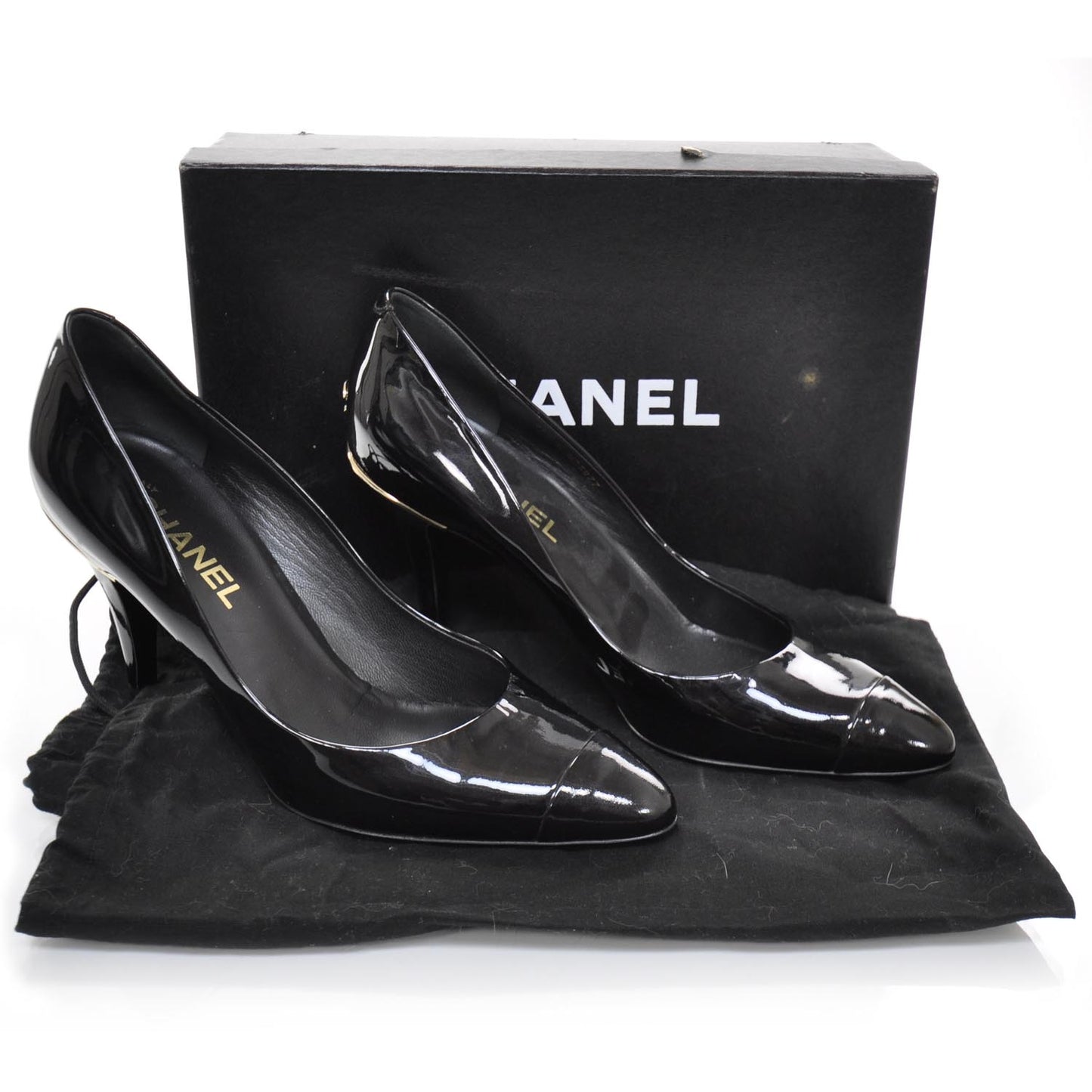 Patent CC Heels 39.5 Black and Gold