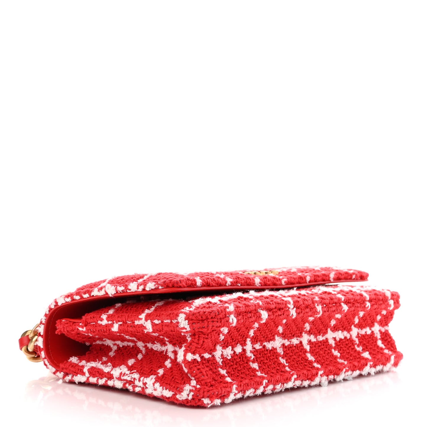 Tweed Quilted Chanel 19 Wallet On Chain WOC Red White