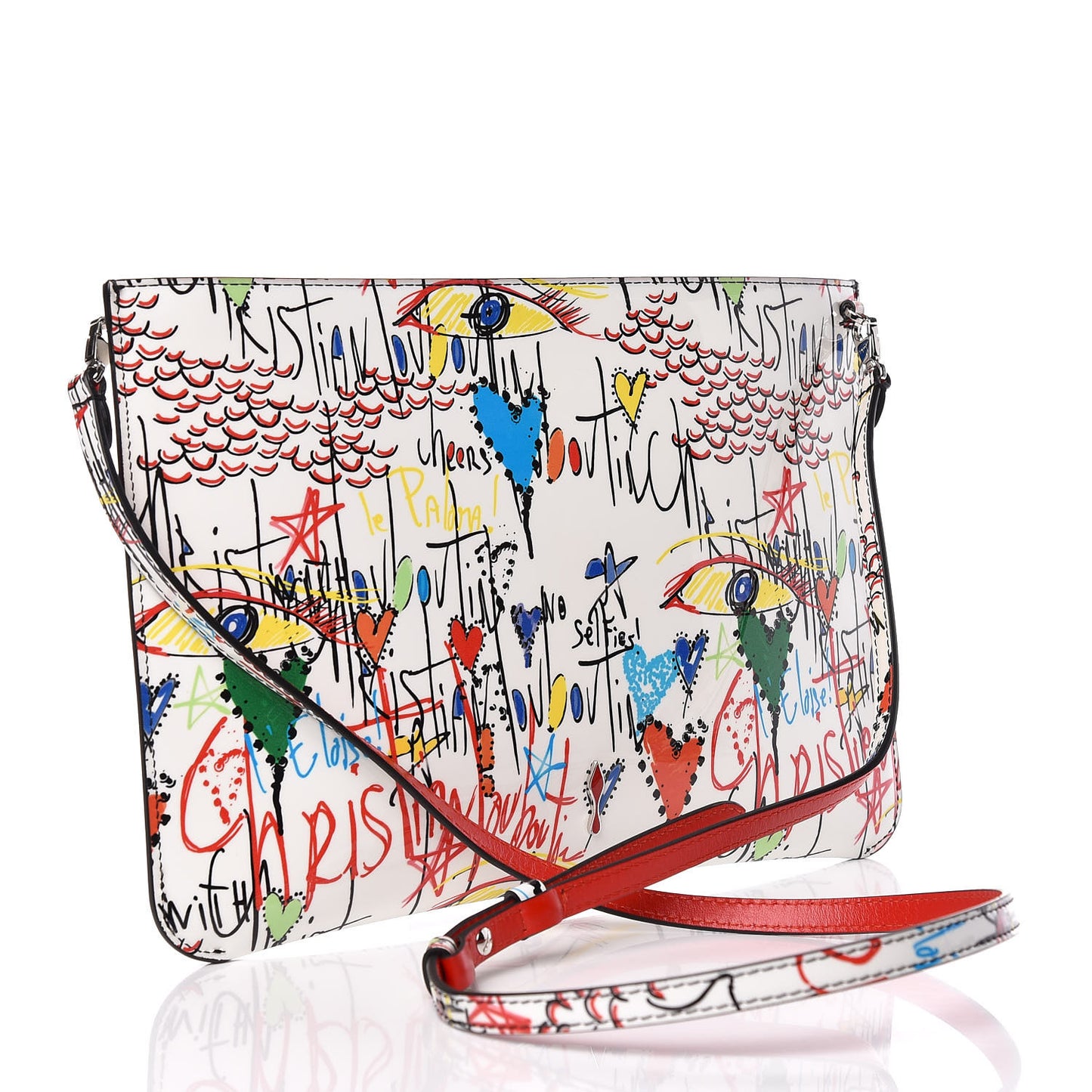 Patent Loubitag Loubiclutch Graffiti Clutch White