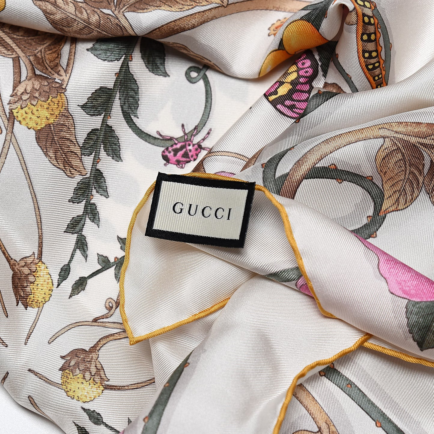 Silk Floral Flowerwebby Square Scarf White
