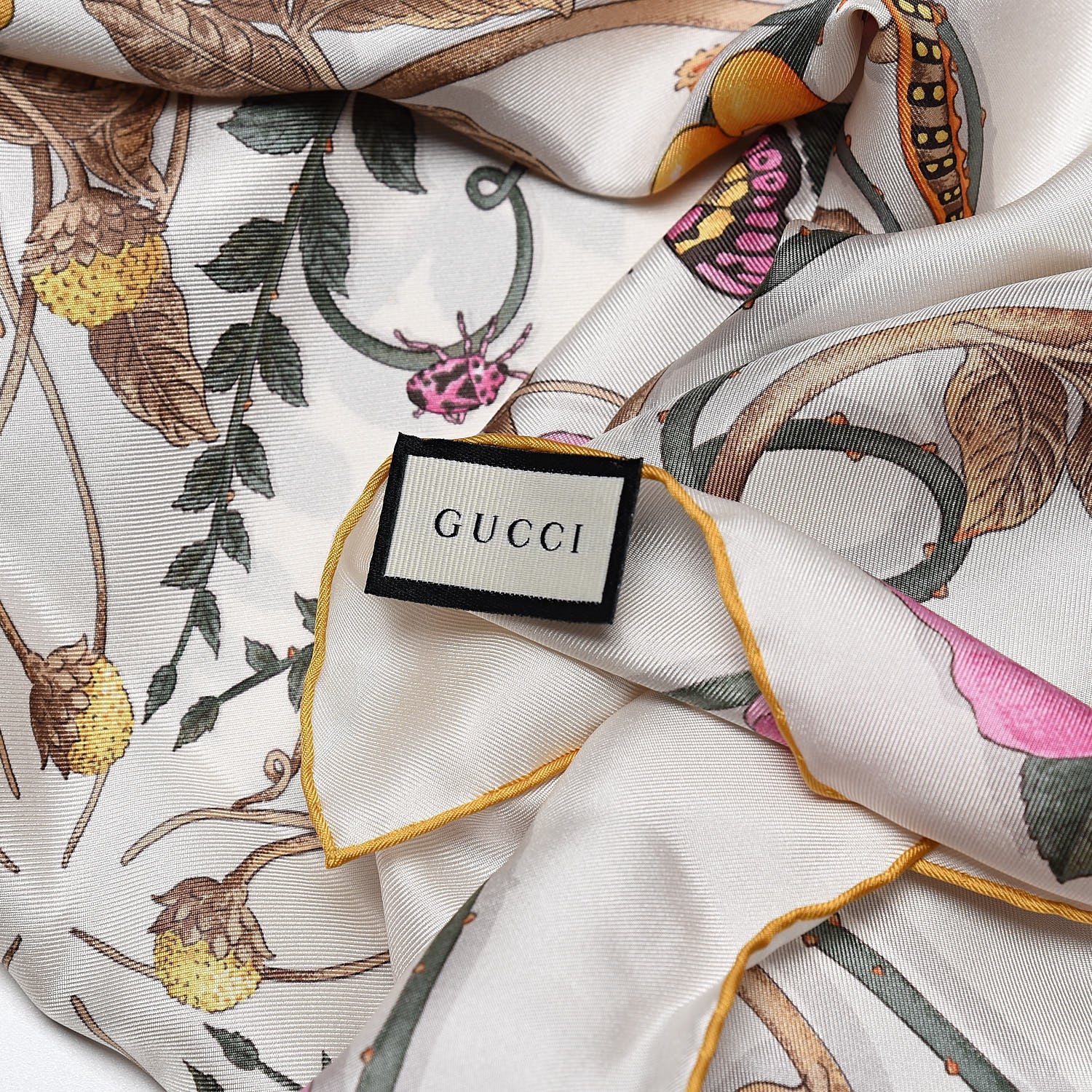 Gucci Silk Floral Flowerwebby Square Scarf White 3 of 4