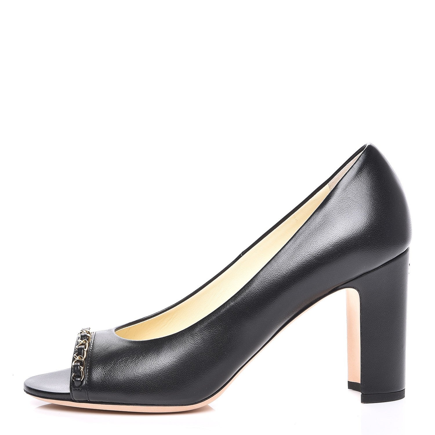 Chanel Lambskin Peep Toe CC Pumps 40 Black 1 of 7