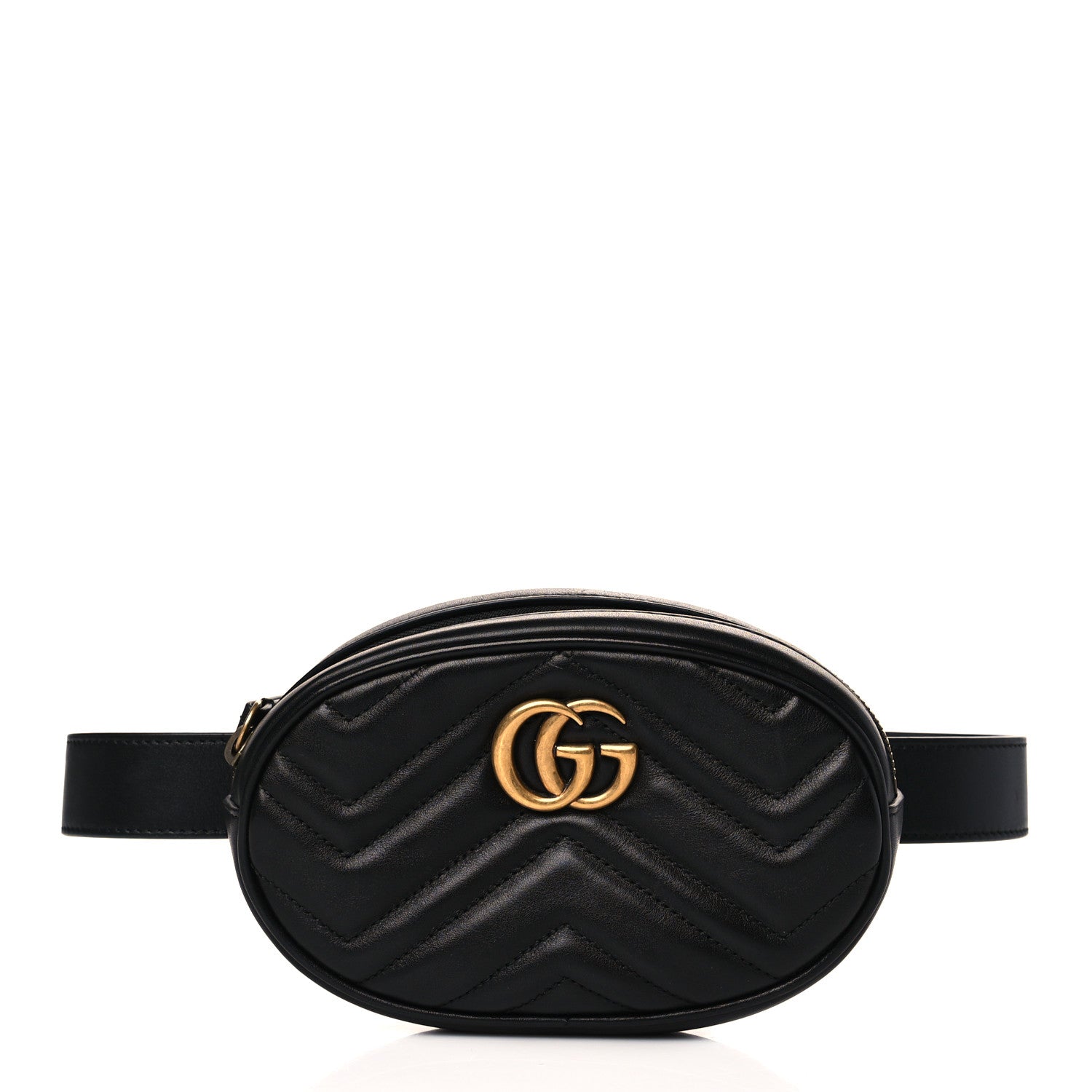product image of GUCCI Calfskin Matelasse GG Marmont Belt Bag 75 30 Black FASHIONPHILE