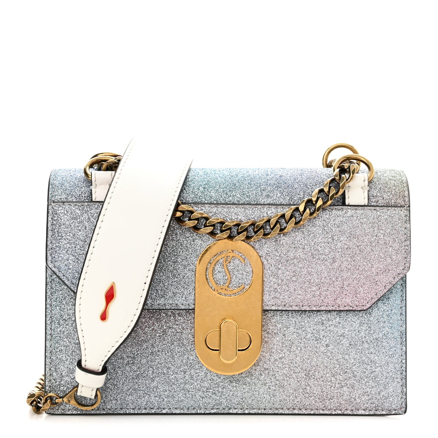Glitter Calfskin Elisa Mini Shoulder Bag Multicolor Snow
