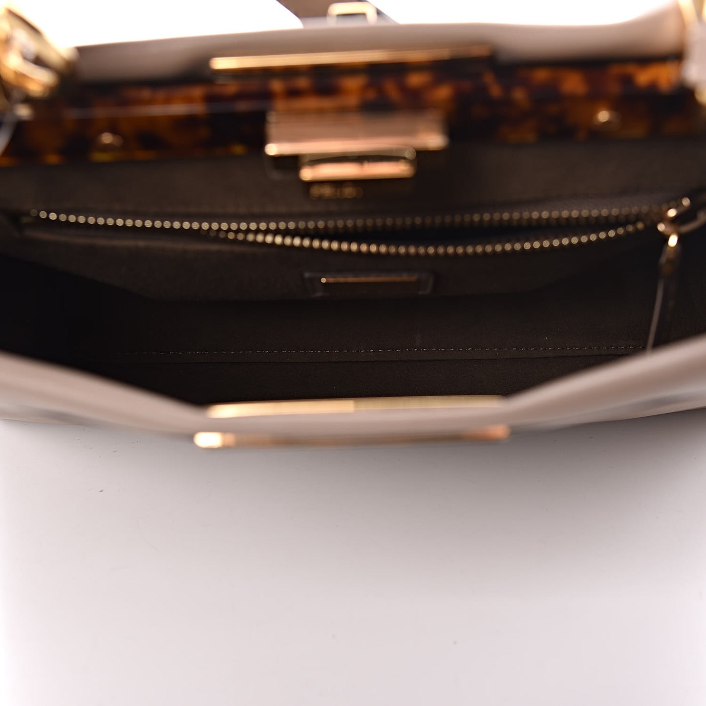 Vitello Seta Plexiglass Tortoise Medium Peekaboo Iconic Satchel Tortora