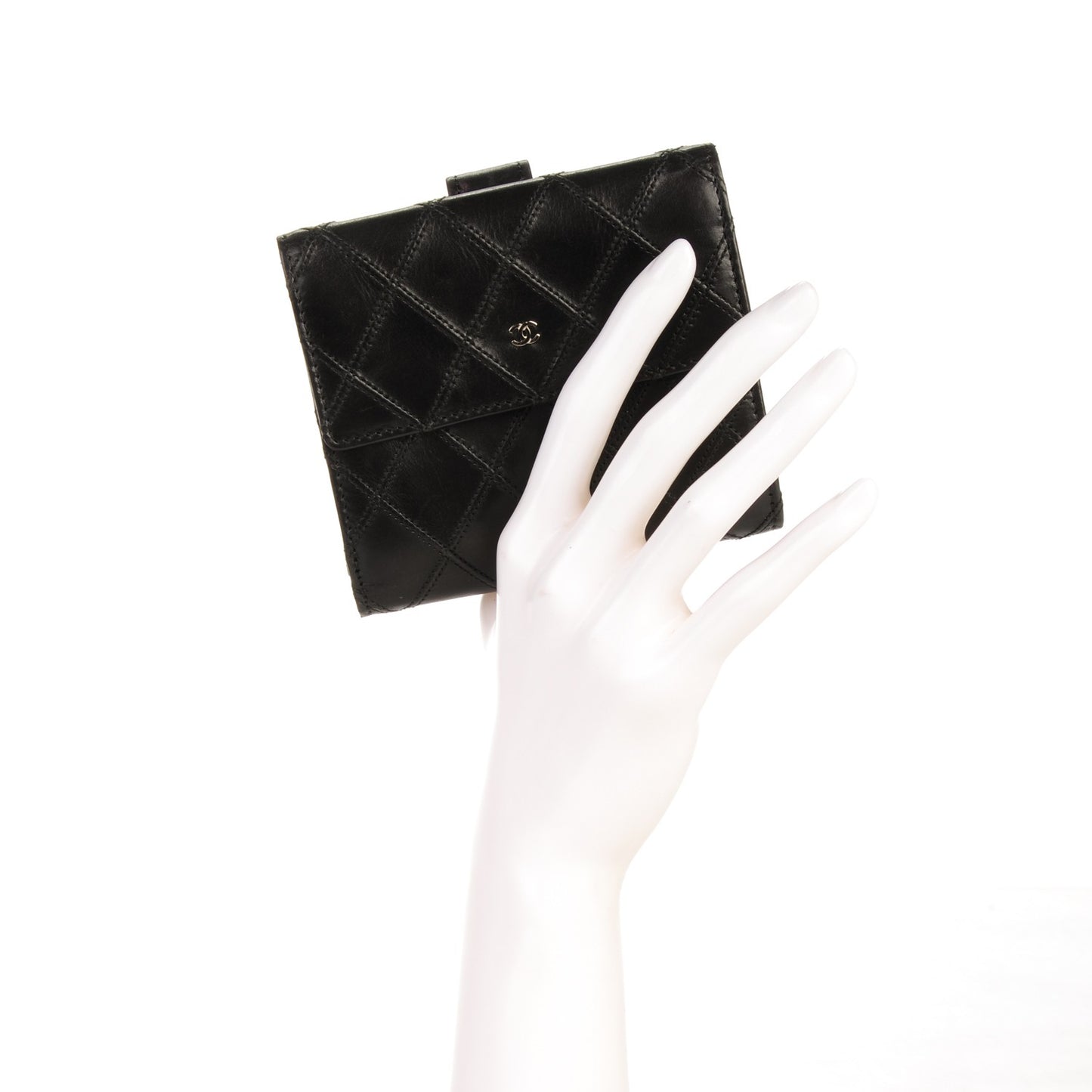 Lambskin Stitched French Wallet Black