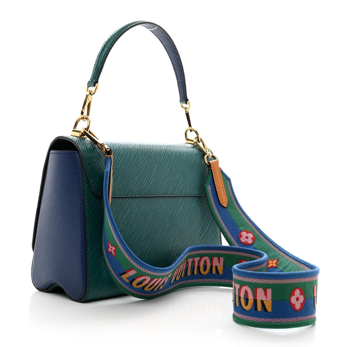 Epi Twist Shoulder Bag MM Emeraude Indigo