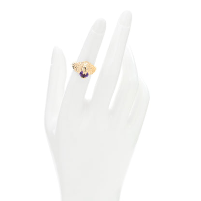Gucci 18K Yellow Gold Diamond Amethyst Lion Head Ring 50 5.25 2 of 4