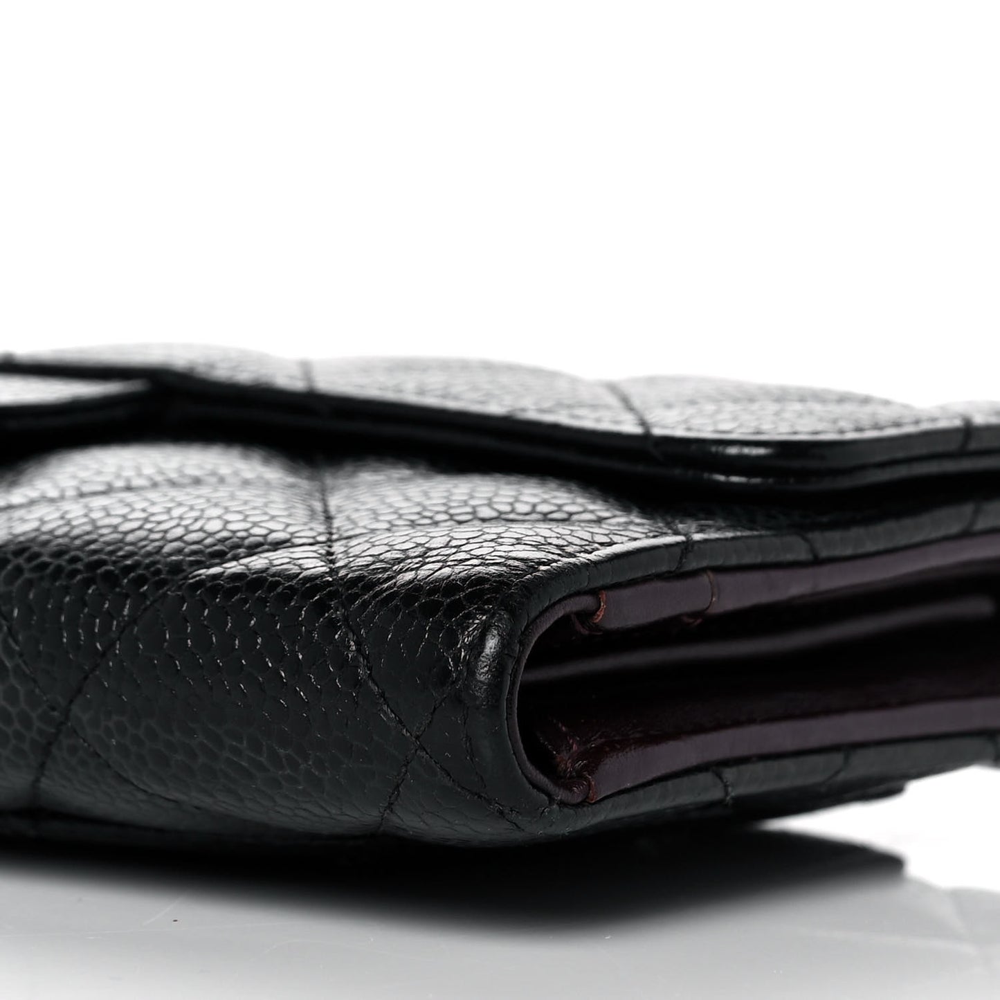 Caviar Quilted Long Flap Wallet Black