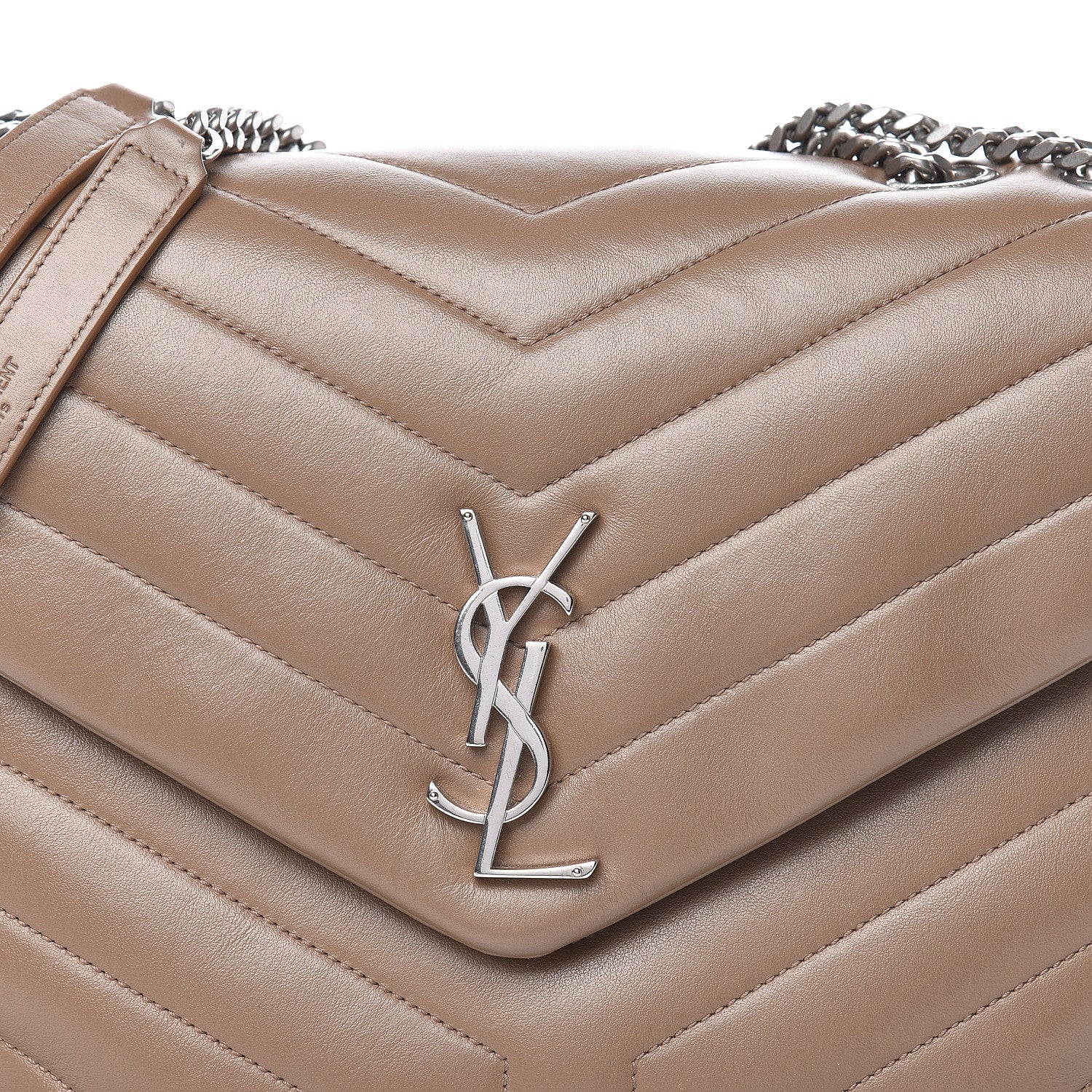 Saint Laurent Calfskin Y Quilted Medium Loulou Monogram Chain Satchel Light Brown 11 of 11