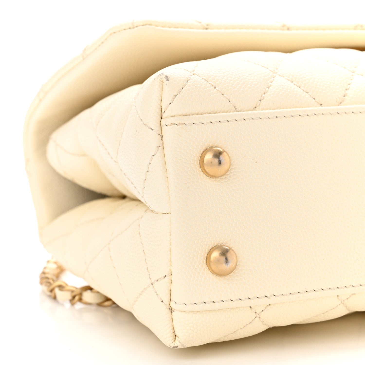 Chanel Caviar Elaphe Quilted Mini Coco Handle Flap Ivory 9 of 10