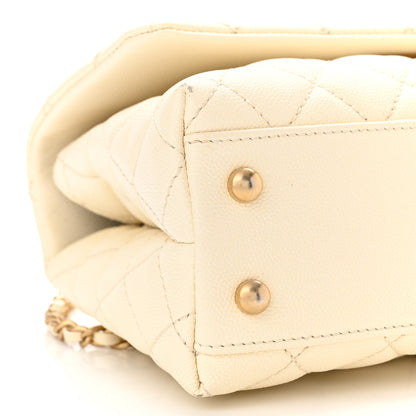 Chanel Caviar Elaphe Quilted Mini Coco Handle Flap Ivory 9 of 10