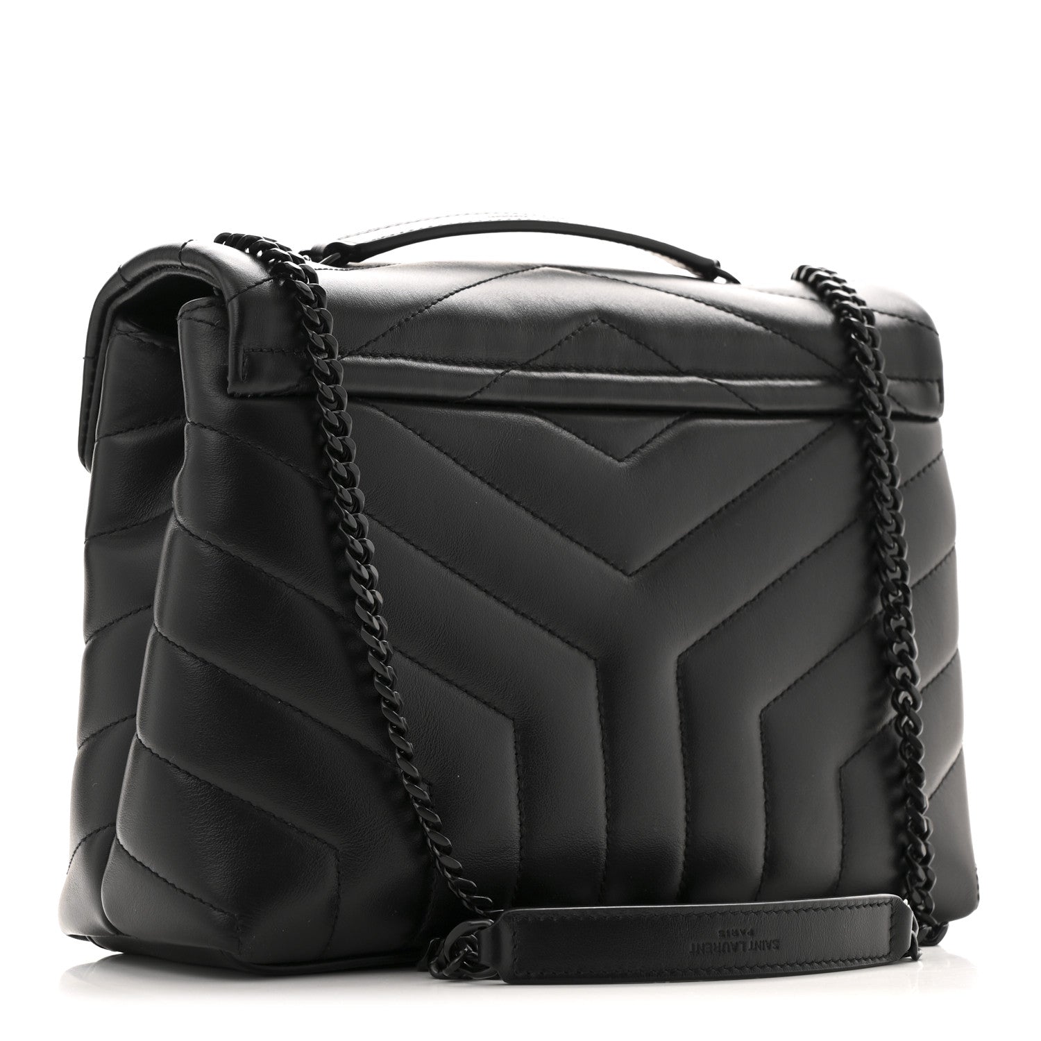 Saint Laurent Calfskin Y Quilted Monogram Monochrome Small Loulou Chain Satchel Black 3 of 13