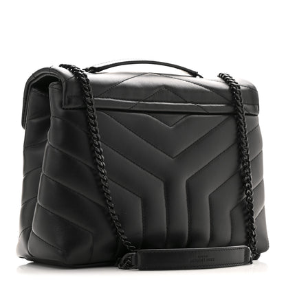 Saint Laurent Calfskin Y Quilted Monogram Monochrome Small Loulou Chain Satchel Black 3 of 13