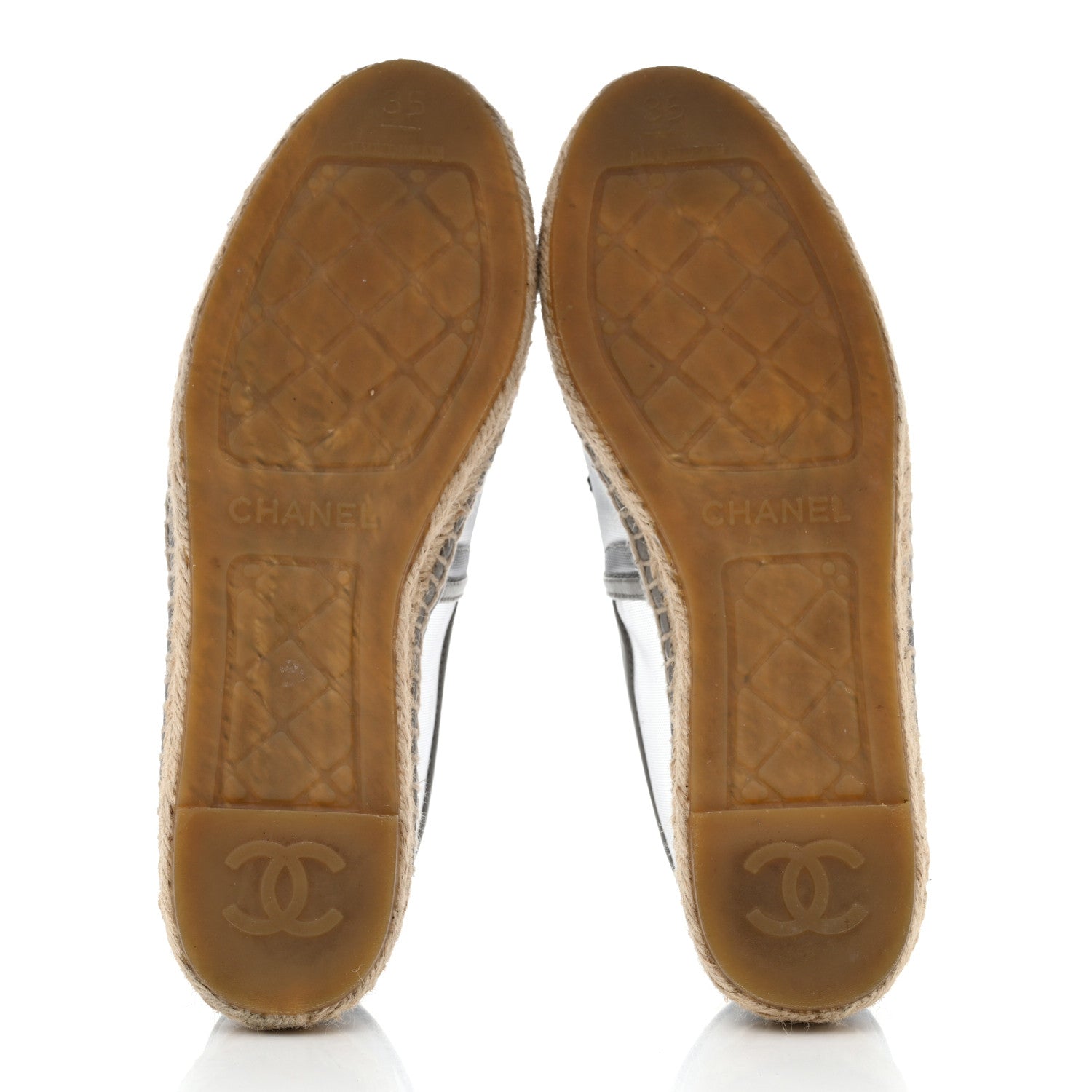 Chanel Mesh Grosgrain CC Espadrilles 35 Grey 5 of 9