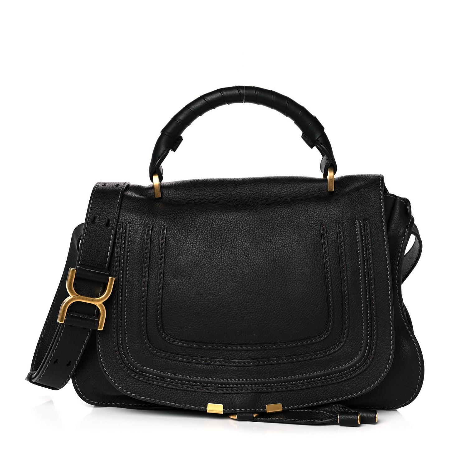 Calfskin Medium Marcie Top Handle Bag Black