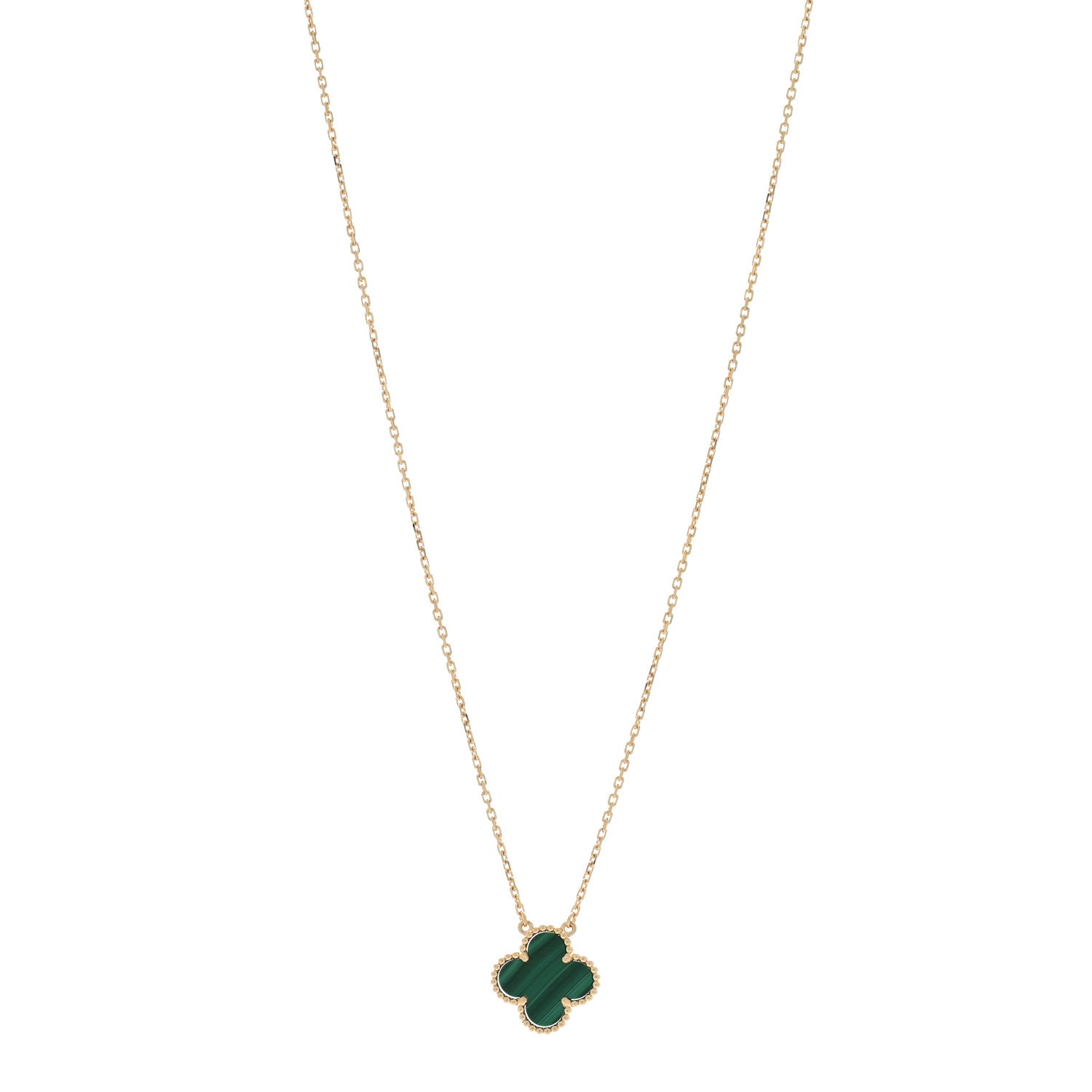 Van Cleef & Arpels 18K Yellow Gold Malachite Vintage Alhambra Pendant Necklace 1 of 5