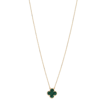 Van Cleef & Arpels 18K Yellow Gold Malachite Vintage Alhambra Pendant Necklace 1 of 5