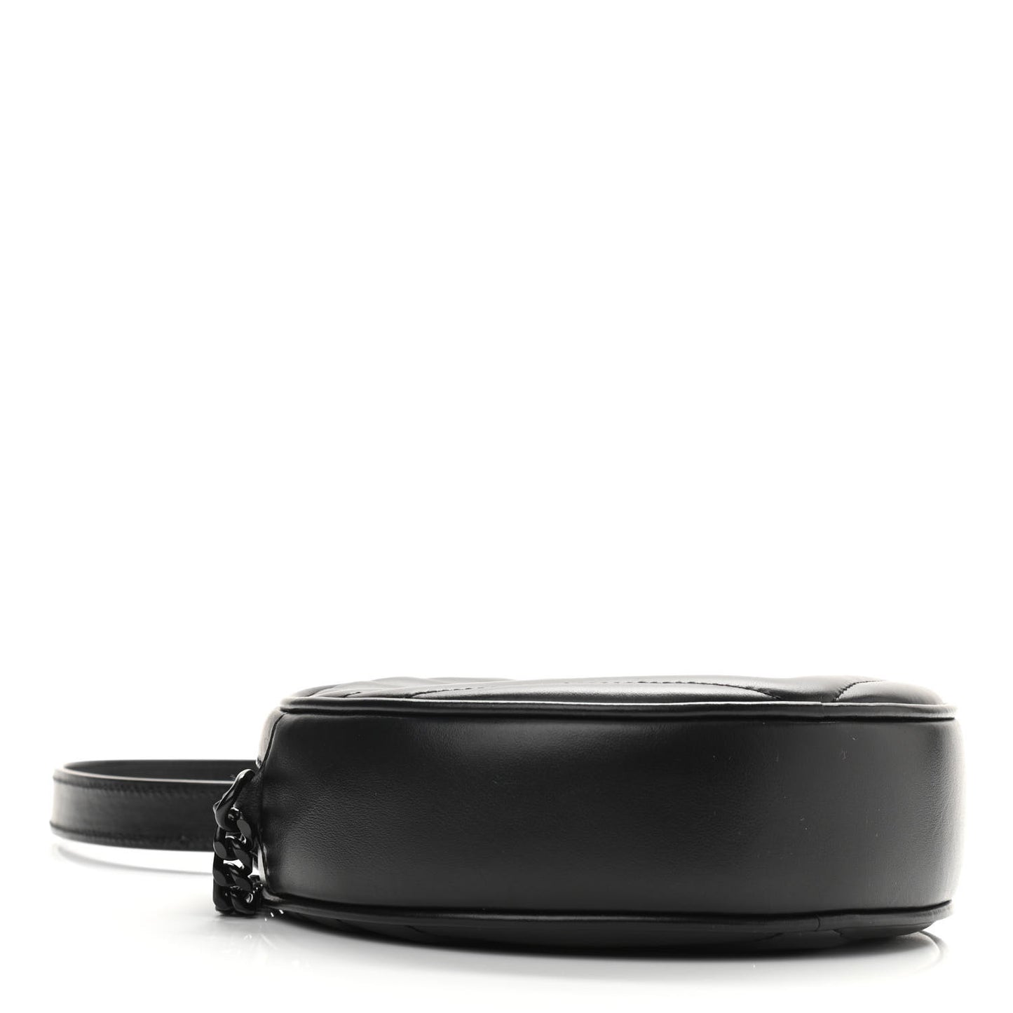 Calfskin Matelasse Chevron Round Vinyle Camera Bag Black