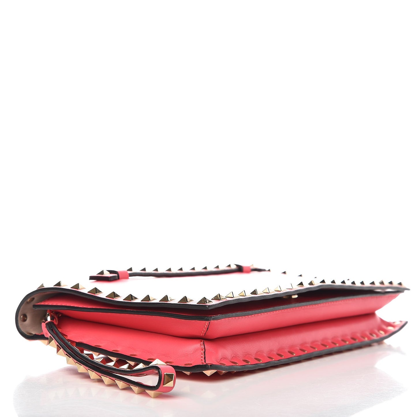 Nappa Rockstud Wristlet Clutch Deep Rose