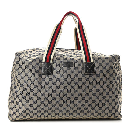 Gucci GG Monogram Web Large Collapsible Carry On Duffle Navy 1 of 8