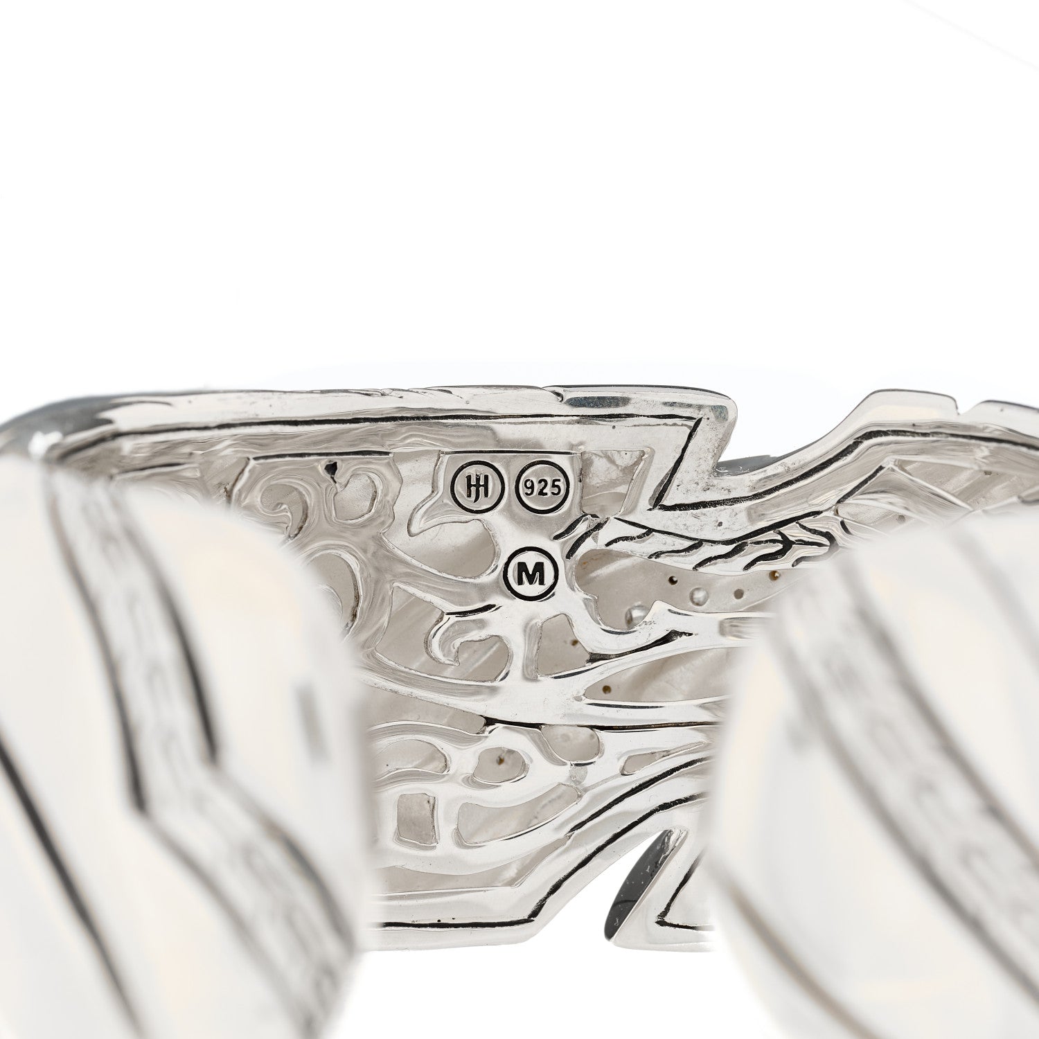 John Hardy Sterling Silver Grey Diamond 31mm Lahar Kick Cuff Bracelet 3 of 3