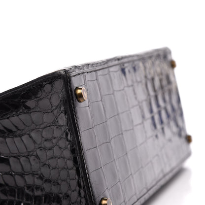 Hermes Shiny Crocodile Kelly Sellier 32 Black 7 of 33
