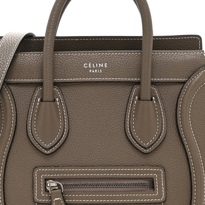 Celine Drummed Calfskin Nano Luggage Souris 8 of 10