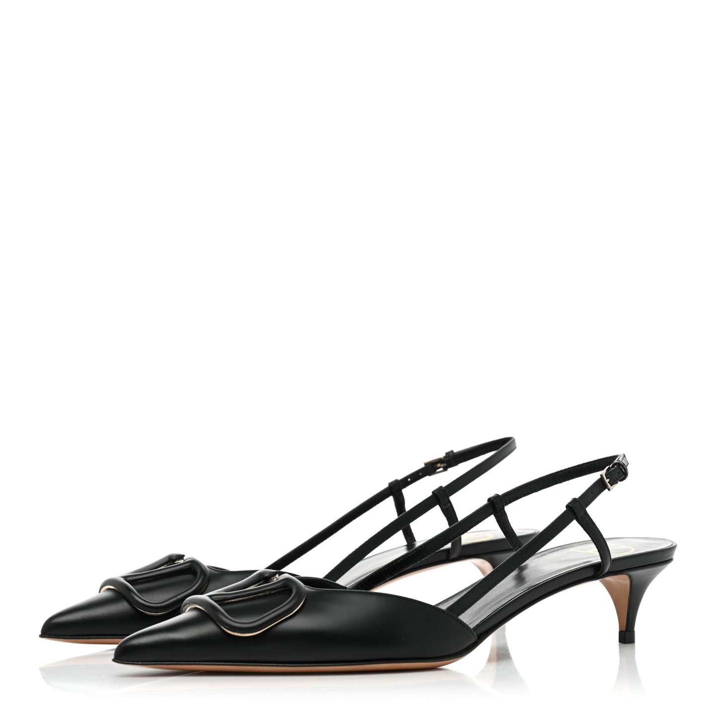Calfskin Tonal Vlogo Slingback Pumps 38.5 Black