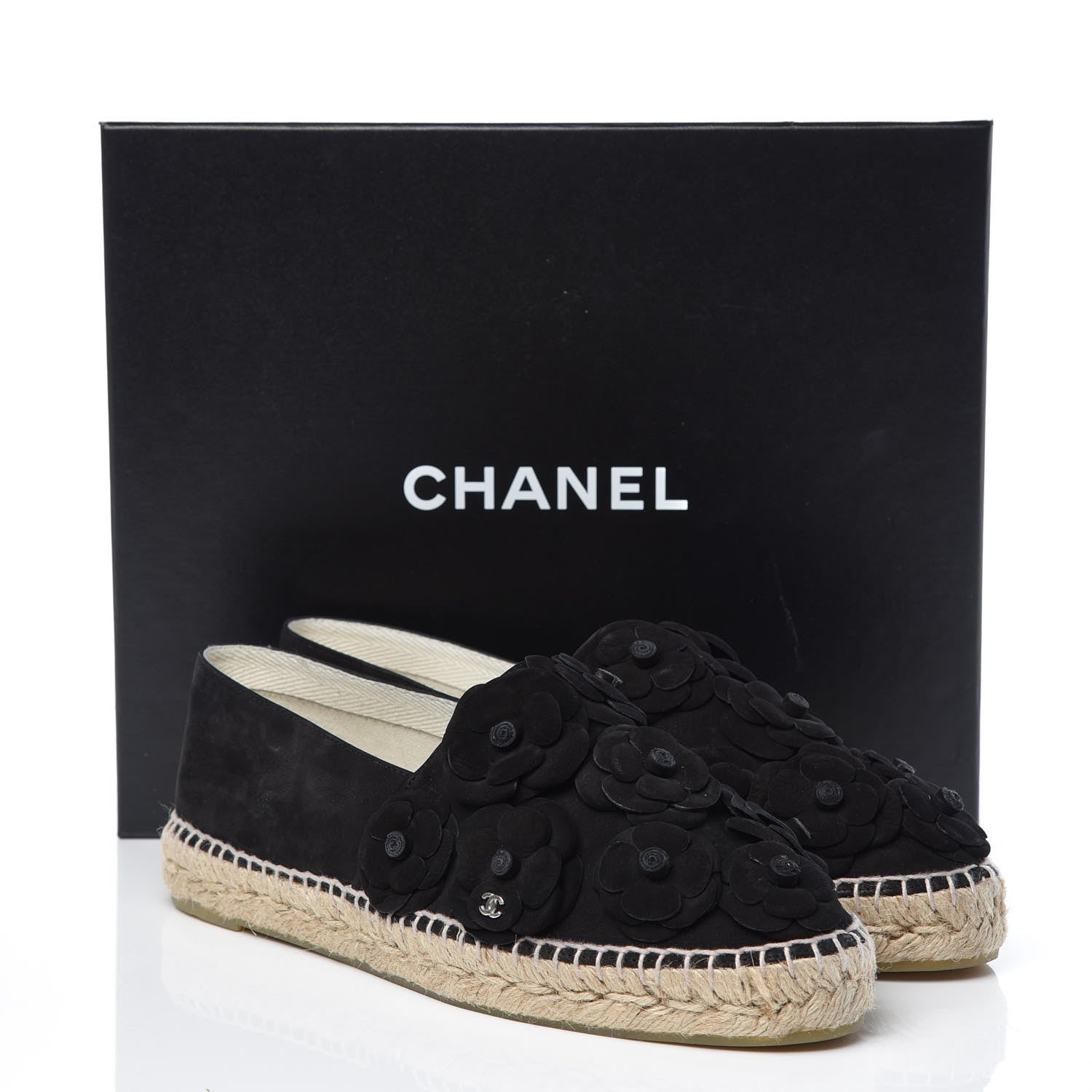Chanel Suede Camellia CC Espadrilles 42 Black 9 of 9