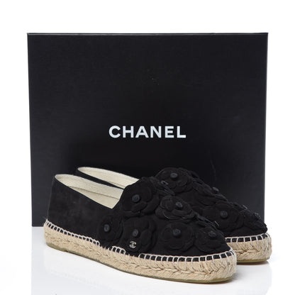 Chanel Suede Camellia CC Espadrilles 42 Black 9 of 9