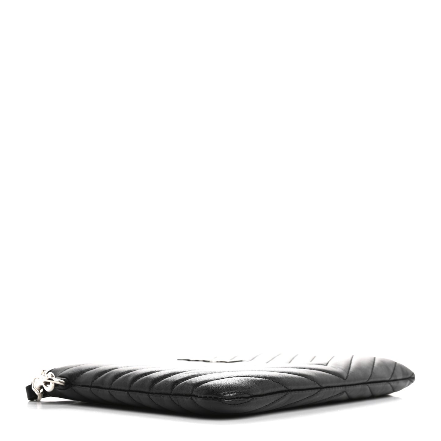 Calfskin Matelasse Chevron Monogram A5 Wristlet Black