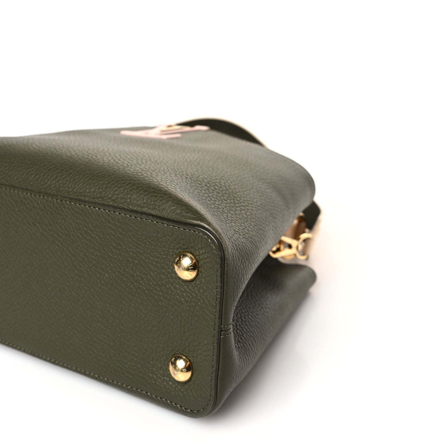Louis Vuitton Taurillon Capucines MM Smokey Brown Green Creme Pink 8 of 8