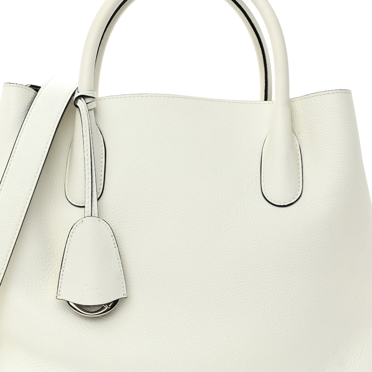 Supple Grained Calfskin Open Bar Tote White