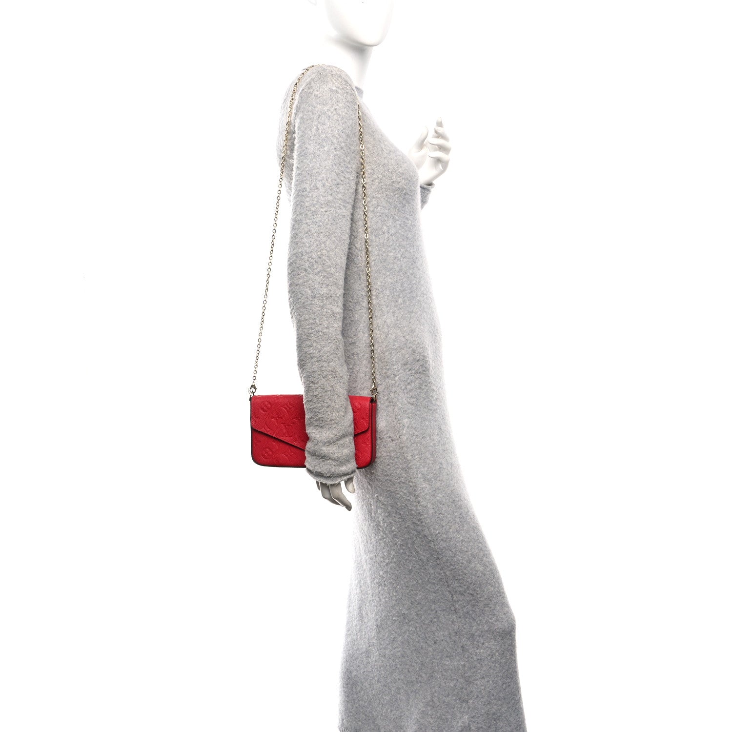 Louis Vuitton Empreinte Pochette Felicie Chain Wallet Scarlet 2 of 12