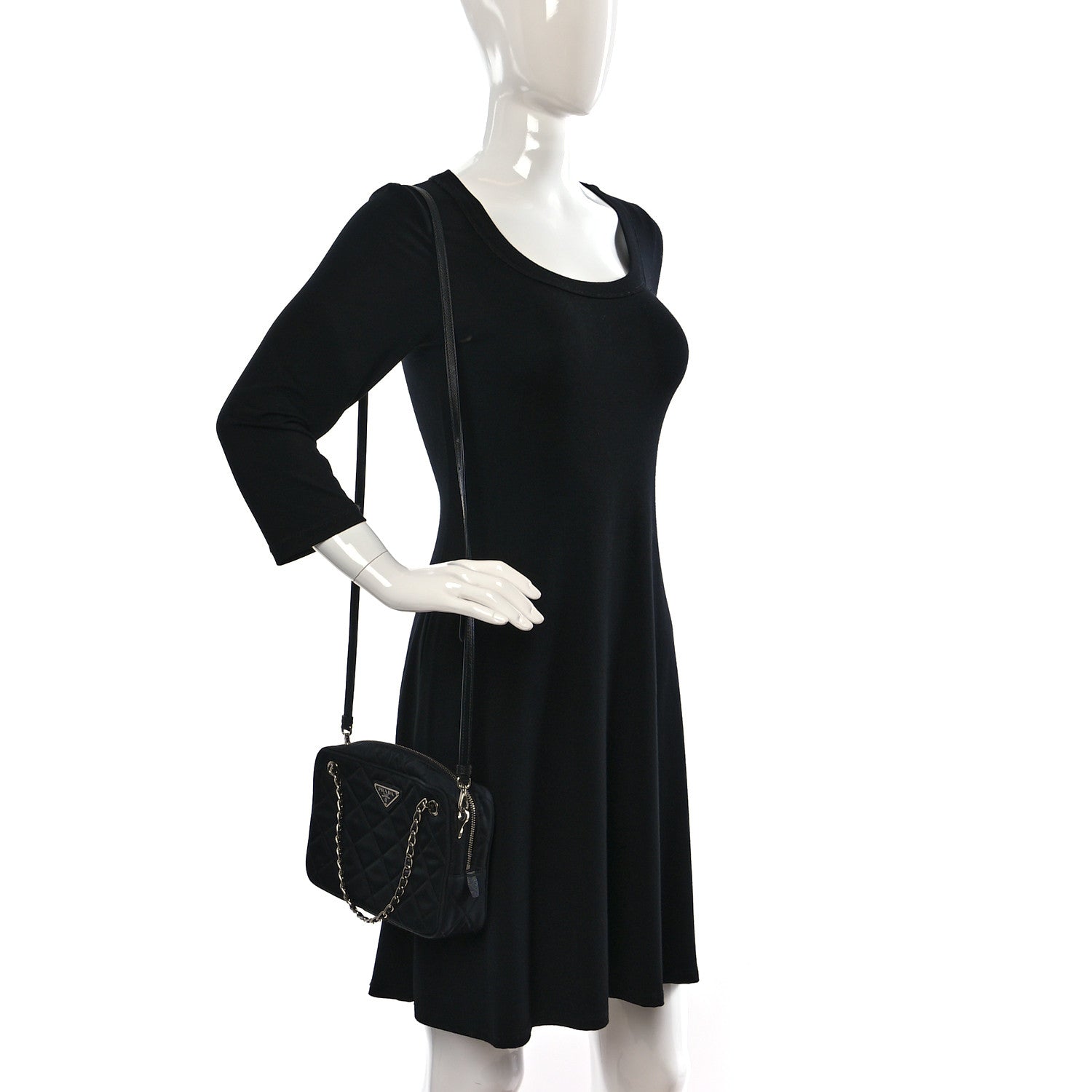 Prada Nylon Tessuto Impuntu Quilted Bandoliera Crossbody Bag Black 2 of 12