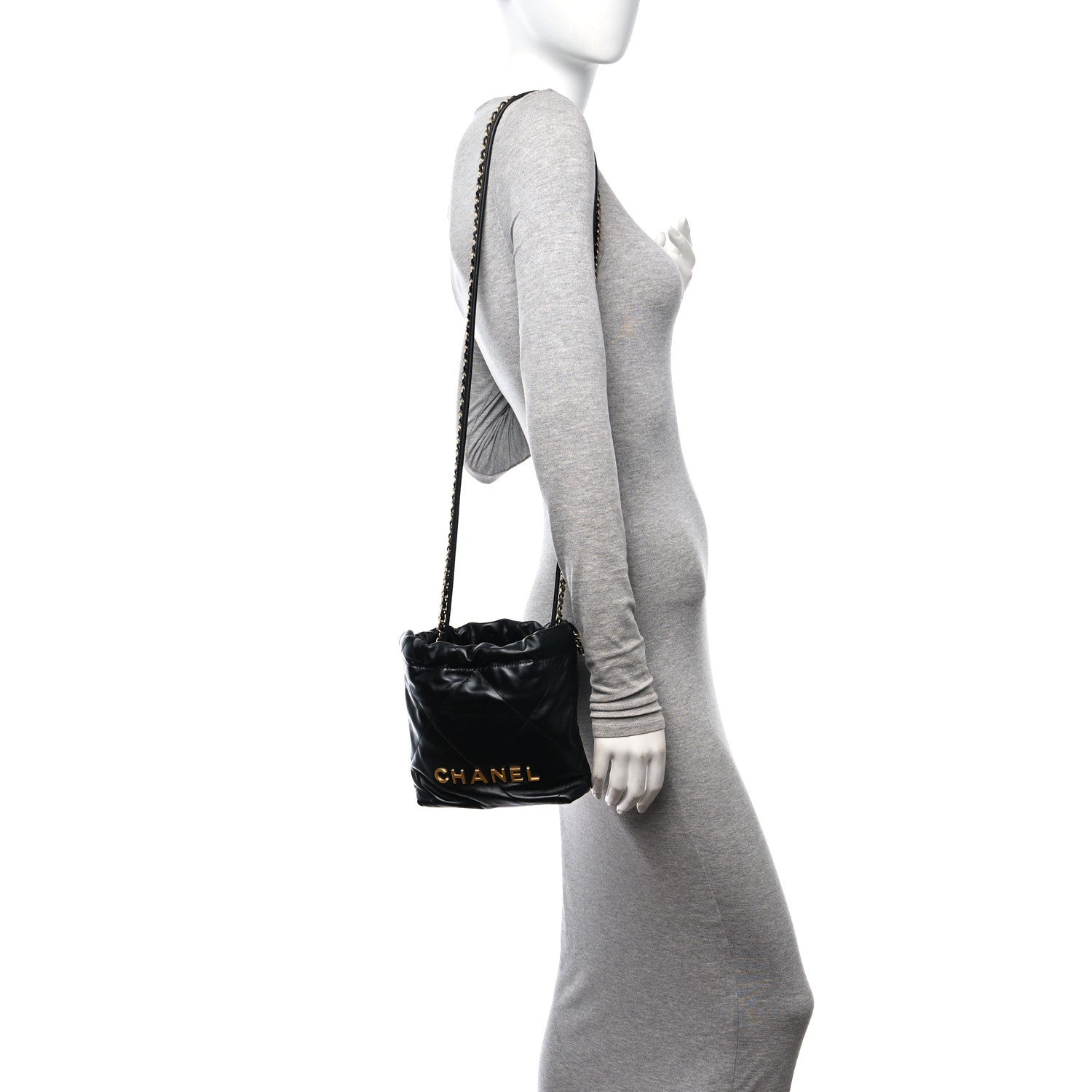 Chanel Shiny Calfskin Quilted Mini Chanel 22 Black 2 of 11
