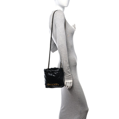 Chanel Shiny Calfskin Quilted Mini Chanel 22 Black 2 of 11