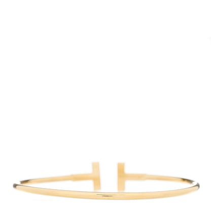 Tiffany 18K Yellow Gold Diamond T Wire Bracelet 2 of 3
