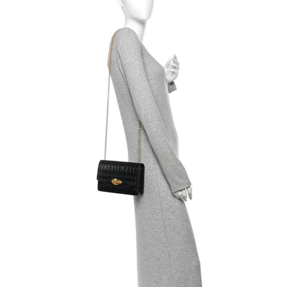 Mulberry Crocodile Embossed Calfskin Small Darley Black 2 of 13