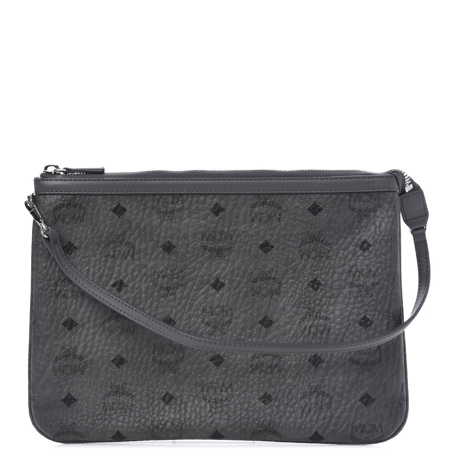 MCM Visetos Liz Shopper Tote Pouch Phantom Grey 1 of 9