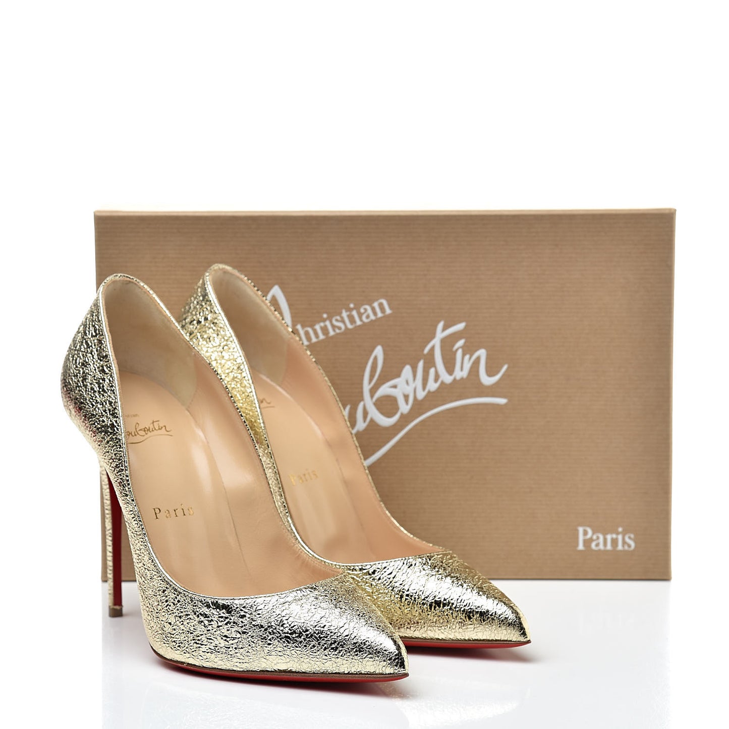 Metallic Crinkled Nappa Pigalle Follies 100 Pumps 38 Platine