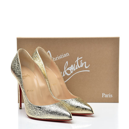 Christian Louboutin Metallic Crinkled Nappa Pigalle Follies 100 Pumps 38 Platine 10 of 10