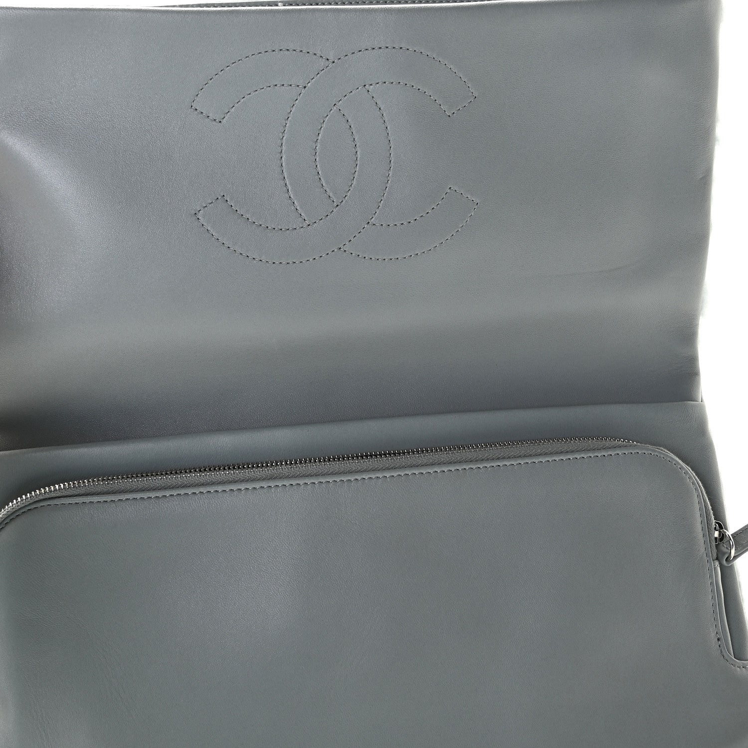 Chanel Shearling Lambskin Chanel 100% Clutch Grey 11 of 11