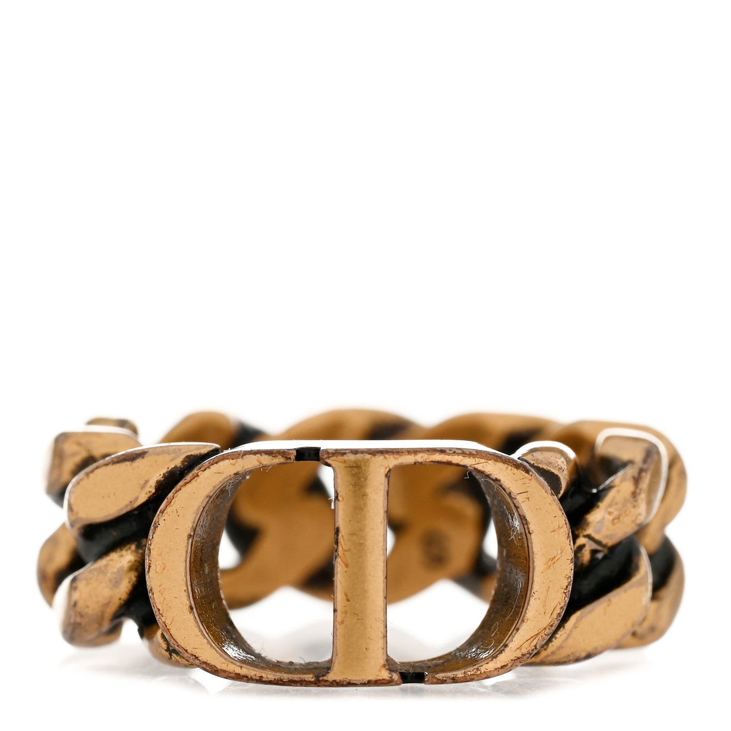 Christian Dior Metal Montaigne 30 Chain Ring S Antique Gold 1 of 4