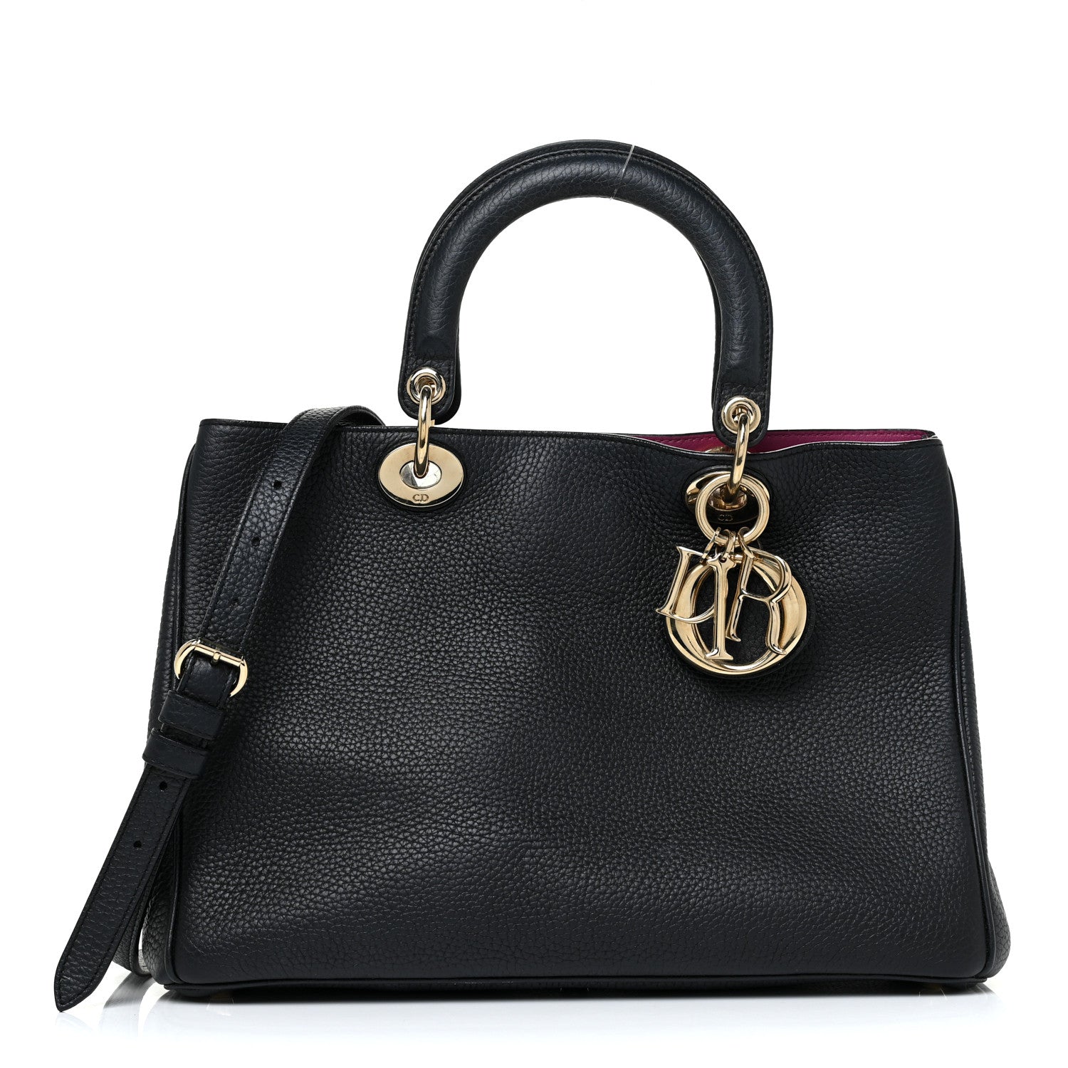 Christian Dior Bullcalf Medium Diorissimo Tote Black Rose Indien 1 of 12